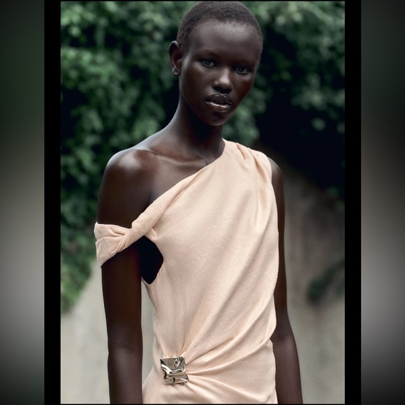 NWT: Zara Elegant 🍑 Sleeveless Draped Dress in Sz : L - Picture 7 of 11